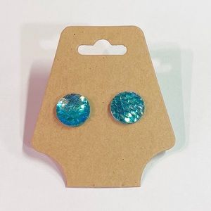 3 for $10 🛍️ Cotey Co. Custom Handmade Iridescent Blue Mermaid Stud Earrings